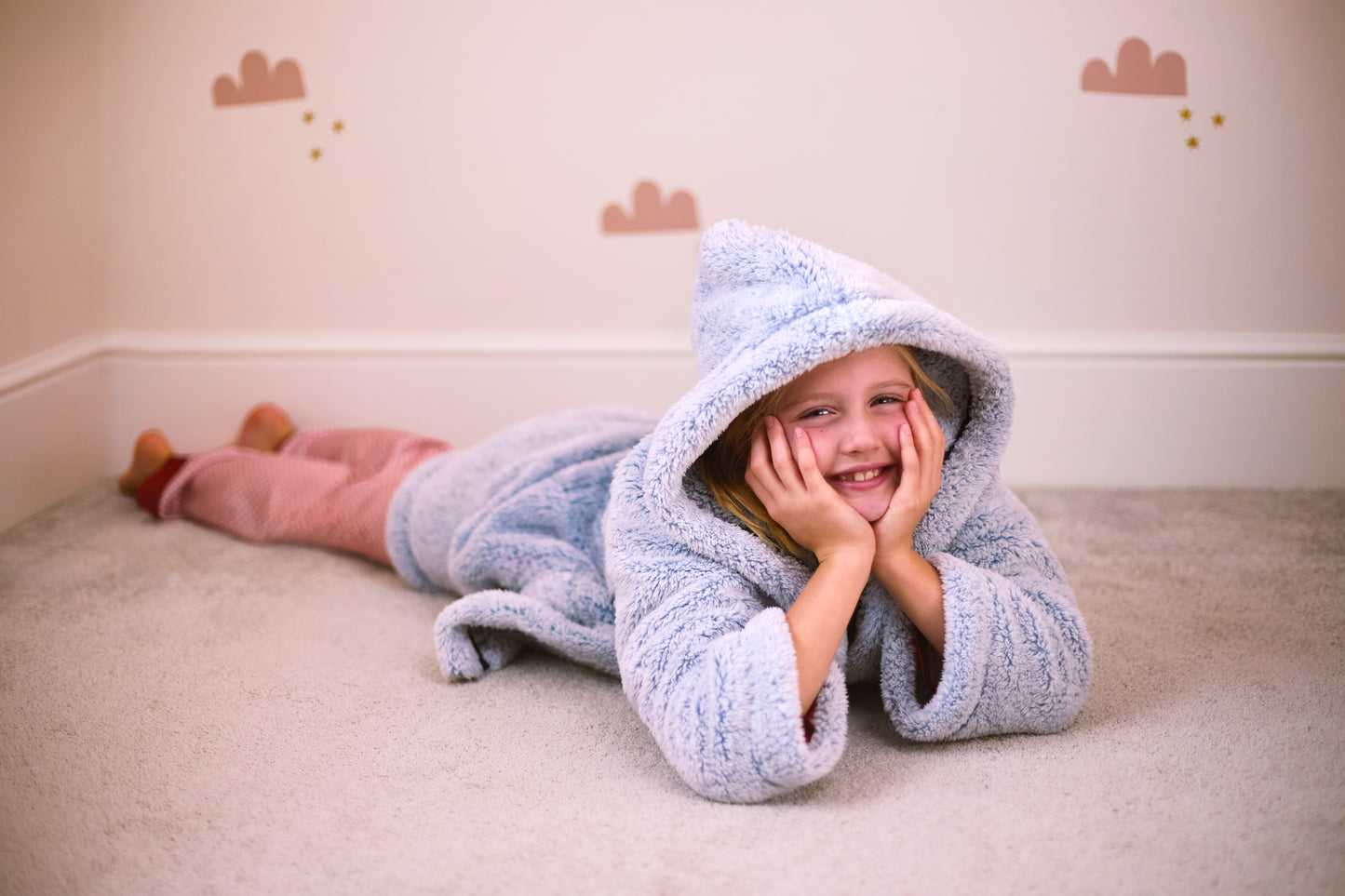 Kid's cosy frosted fleece hooded robe (7 - 13 years)