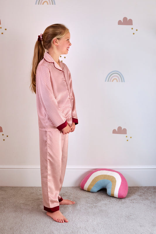 Kid's classic 'Polka dot' revere collar PJ set (6 - 13 years)