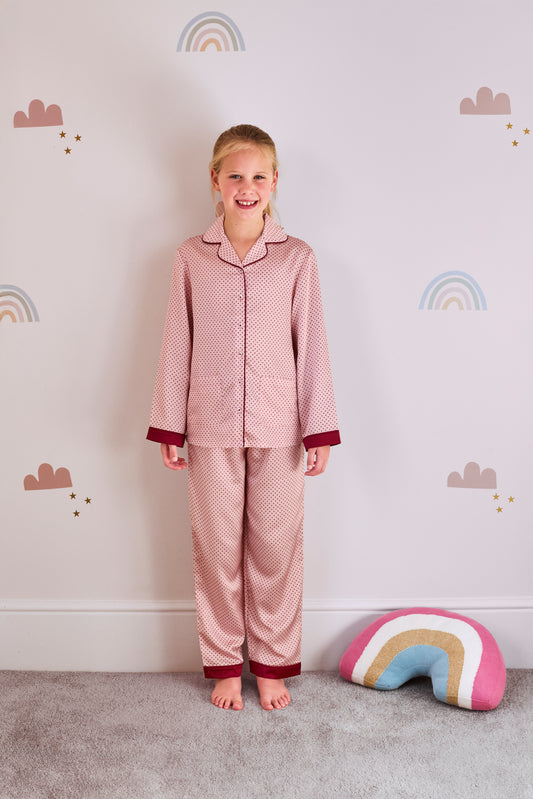 Kid's classic 'Polka dot' revere collar PJ set (6 - 13 years)