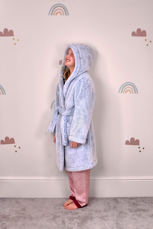 Kid's cosy frosted fleece hooded robe (7 - 13 years)
